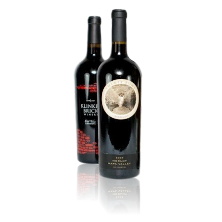 Monthly wine club bottle duo with tasting notes